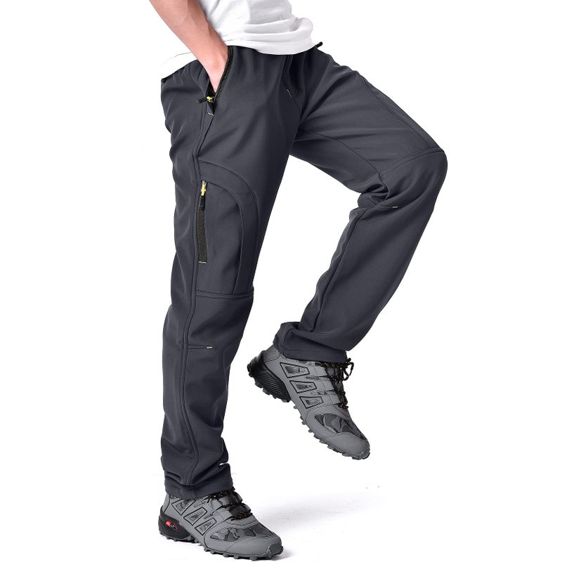 Toomett Men's snow Pants Skiing Winter Insulated Soft Shell Outdoor fleece lined Hiking Pants with zipper pockets,MH4409,Grey,34 - Image 2